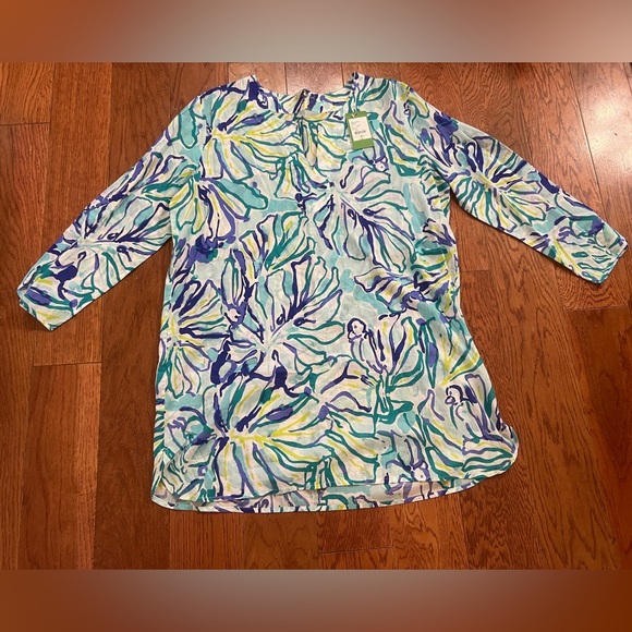 Lilly Pulitzer Oasis Tunic Coverup Pool Blue NWT